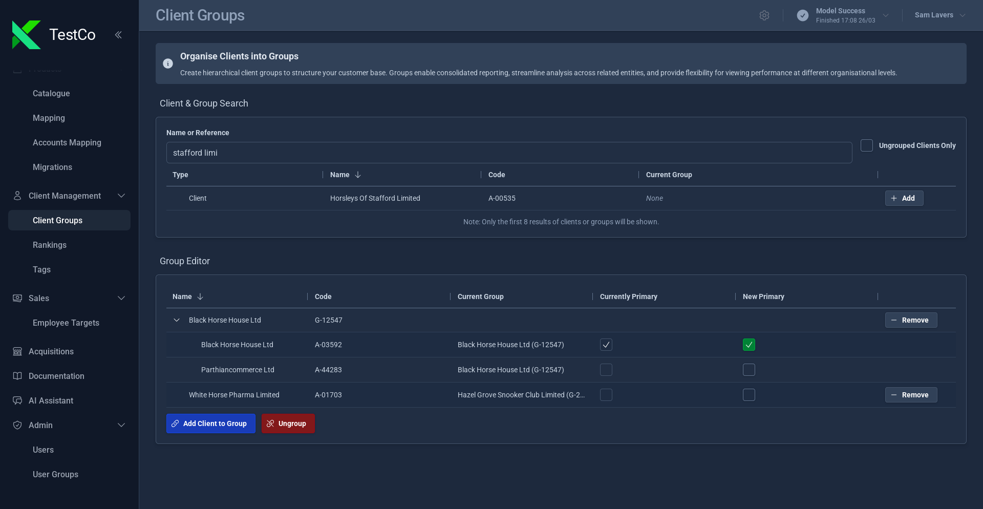 Portal - Client grouping preview