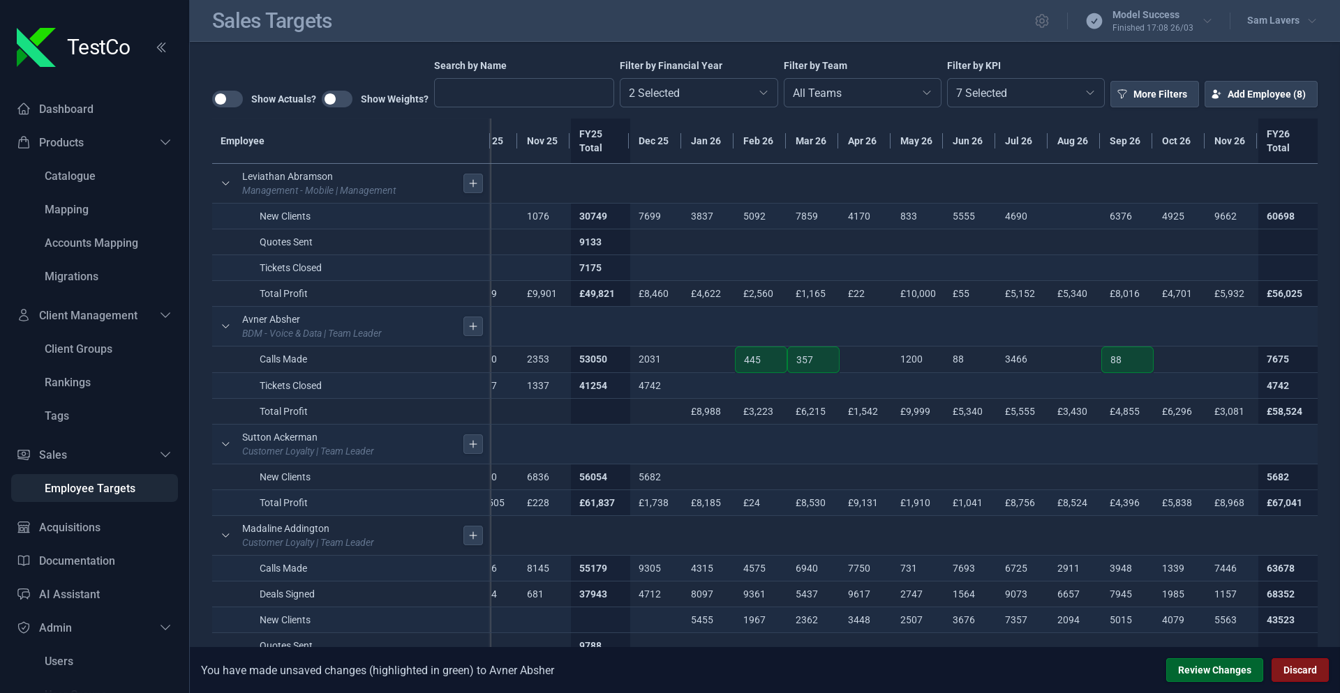 Portal - Sales targets management preview